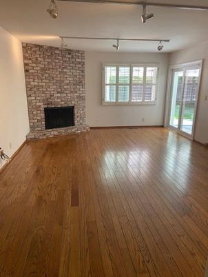 Empty room, Fireplace, Interior, Stone Walls, Wood Texture Flooring