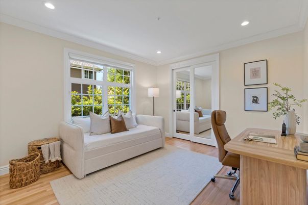 Home Office, Interior, Recessed Lighting, Wood Texture Flooring