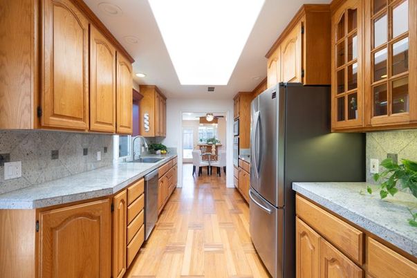 Interior, Kitchen, Recessed Lighting, Wood Texture Flooring