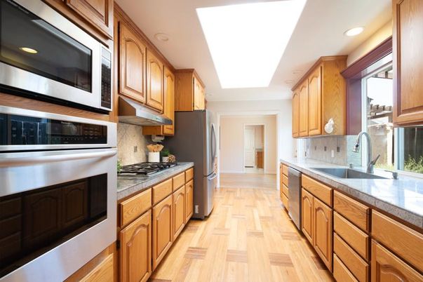 Interior, Kitchen, Recessed Lighting, Wood Texture Flooring