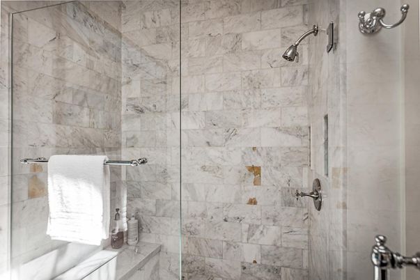 Bathroom, Glass Shower, Interior, Marble Walls