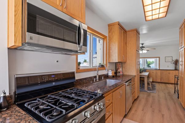 Interior, Kitchen, Stainless Steel Appliances, Wood Texture Flooring