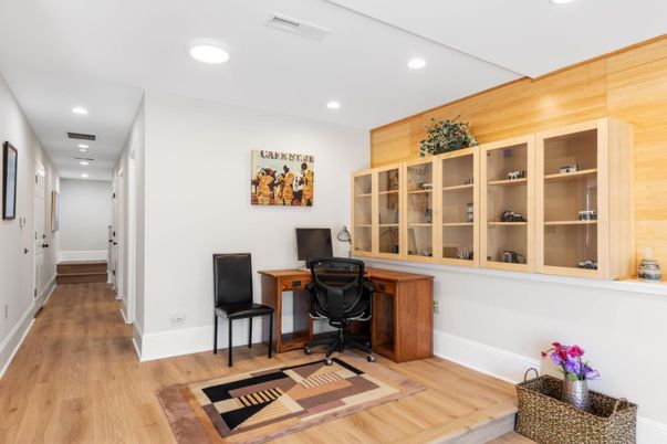 Home Office, Interior, Recessed Lighting, Wood Texture Flooring