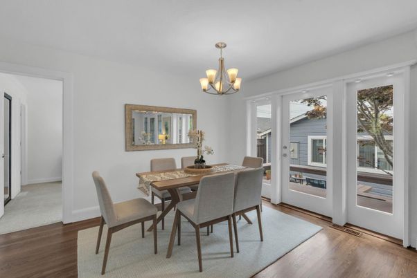 Chandelier, Dining room, Interior, Wood Texture Flooring