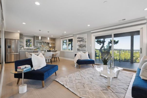 Dining room, Interior, Kitchen, Living room, Pendant Lights, Recessed Lighting, Stainless Steel Appliances, Wood Texture Flooring