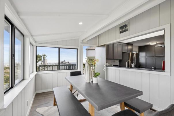Dining room, Interior, Kitchen, Recessed Lighting, Stainless Steel Appliances, Wood Texture Flooring