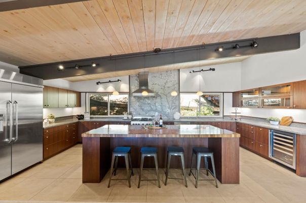 Interior, Kitchen, Pendant Lights, Stainless Steel Appliances, Wooden Ceilings
