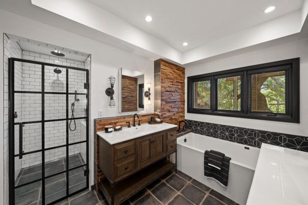 Bathroom, Dual Sink Vanities, Free Standing Baths, Glass Shower, Interior, Recessed Lighting
