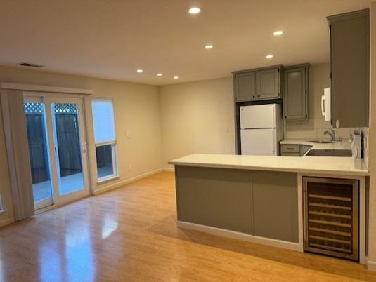 Interior, Kitchen, Recessed Lighting, Wood Texture Flooring