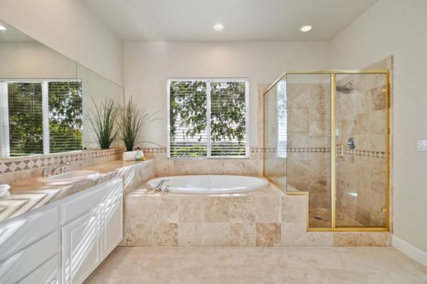 Bathroom, Glass Shower, Interior, Recessed Lighting