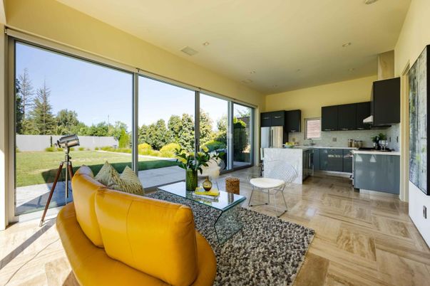 Interior, Kitchen, Living room, Recessed Lighting, Wood Texture Flooring