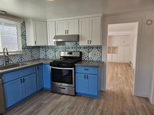 Interior, Kitchen, Stainless Steel Appliances, Wood Texture Flooring