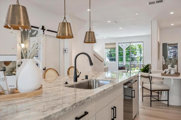Interior, Kitchen, Pendant Lights, Recessed Lighting, Wood Texture Flooring