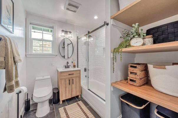 Bathroom, Glass Shower, Interior, Recessed Lighting