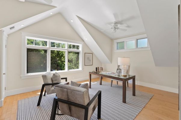 Home Office, Interior, Recessed Lighting, Wood Texture Flooring