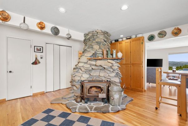 Fireplace, Interior, Recessed Lighting, Wood Texture Flooring