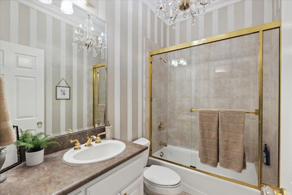 Bathroom, Chandelier, Glass Shower, Interior