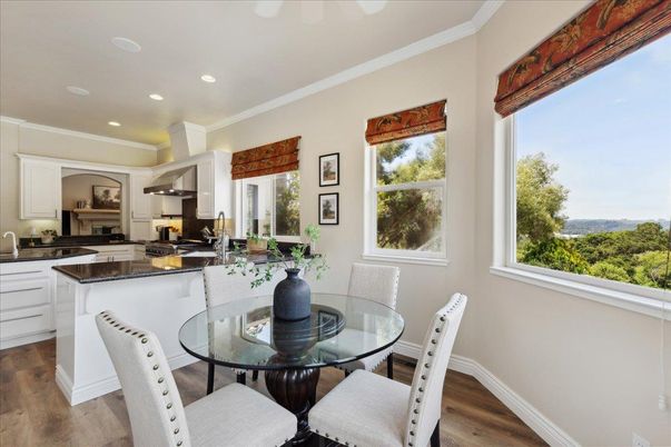 Dining room, Interior, Kitchen, Recessed Lighting, Wood Texture Flooring
