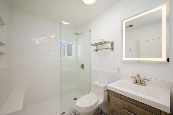 Bathroom, Glass Shower, Interior, Recessed Lighting