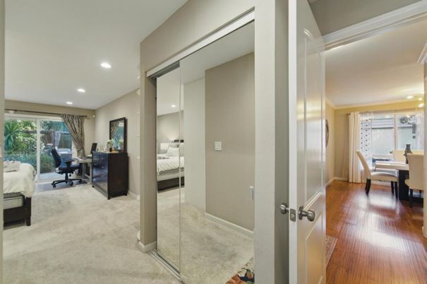 Bedroom, Home Office, Interior, Recessed Lighting, Wood Texture Flooring