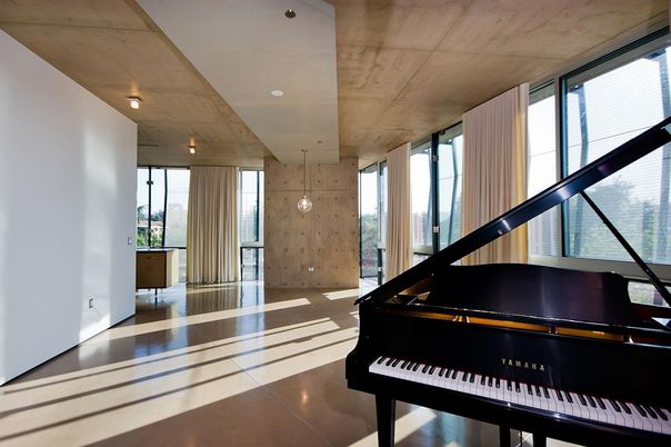 Interior, Pendant Lights, Piano, Wooden Walls