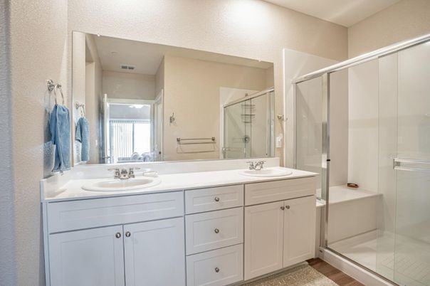 Bathroom, Dual Sink Vanities, Glass Shower, Interior