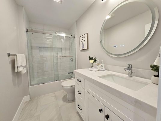 Bathroom, Dual Sink Vanities, Glass Shower, Interior