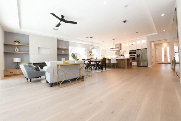 Dining room, Interior, Kitchen, Living room, Pendant Lights, Recessed Lighting, Stainless Steel Appliances, Wood Texture Flooring