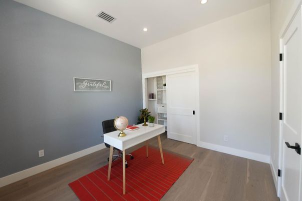 Home Office, Interior, Recessed Lighting, Wood Texture Flooring