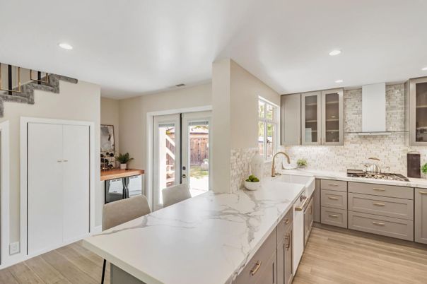 Interior, Kitchen, Recessed Lighting, Wood Texture Flooring