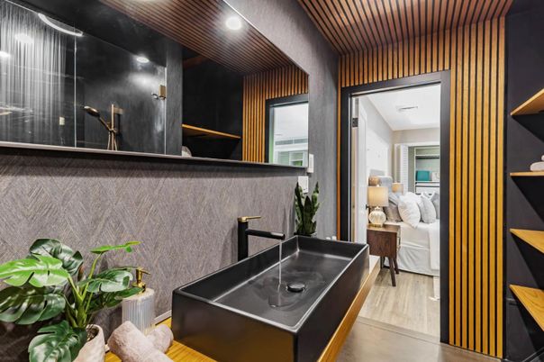 Bathroom, Bedroom, Interior, Recessed Lighting, Wood Texture Flooring