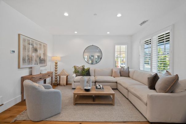 Interior, Living room, Recessed Lighting, Wood Texture Flooring