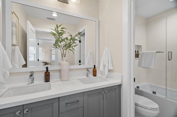 Bathroom, Dual Sink Vanities, Glass Shower, Interior, Recessed Lighting