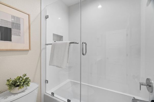 Bathroom, Glass Shower, Interior, Recessed Lighting