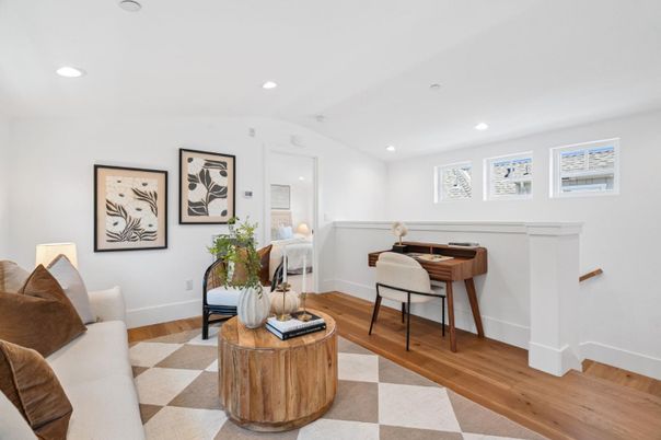 Home Office, Interior, Recessed Lighting, Wood Texture Flooring