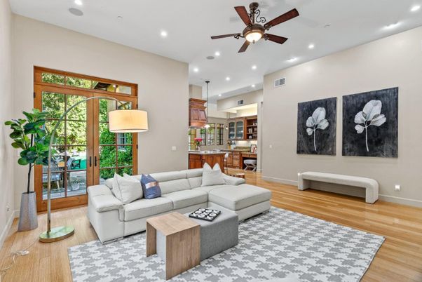 Interior, Kitchen, Living room, Pendant Lights, Recessed Lighting, Wood Texture Flooring