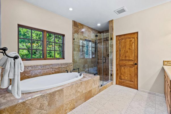 Bathroom, Glass Shower, Interior, Recessed Lighting