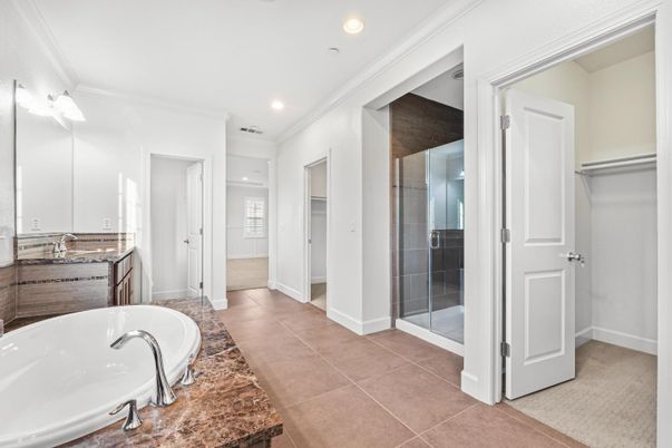 Bathroom, Dual Sink Vanities, Glass Shower, Interior, Recessed Lighting