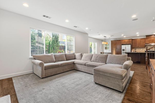 Interior, Kitchen, Living room, Pendant Lights, Recessed Lighting, Stainless Steel Appliances, Wood Texture Flooring