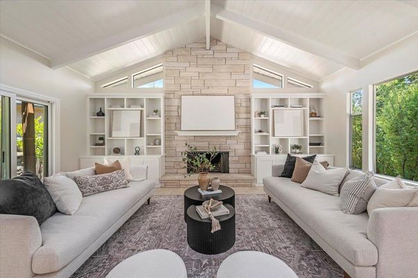 Fireplace, Interior, Living room, Stone Walls