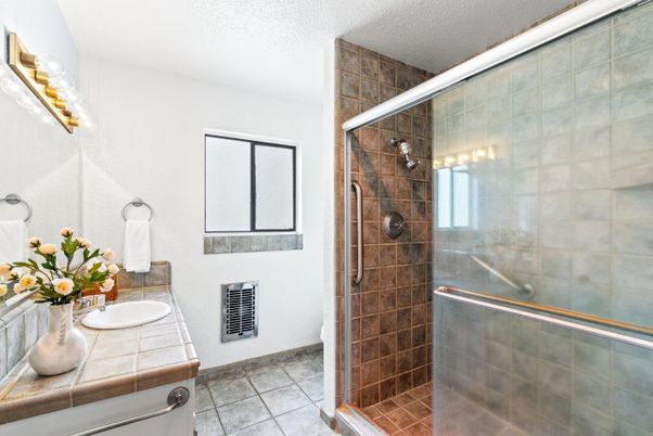 Bathroom, Glass Shower, Interior, Tile Countertops