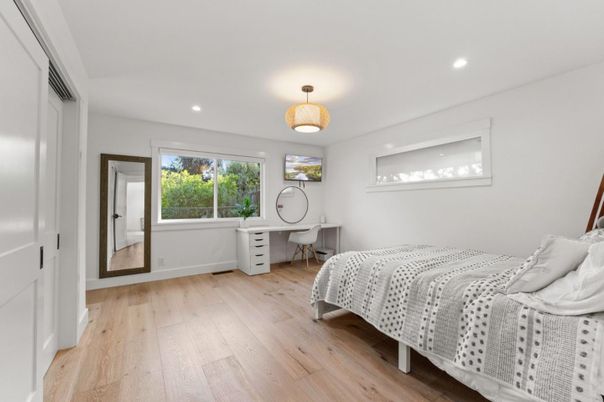 Bedroom, Home Office, Interior, Recessed Lighting, Wood Texture Flooring