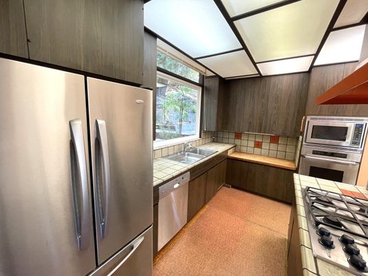 Interior, Kitchen, Stainless Steel Appliances, Tile Countertops