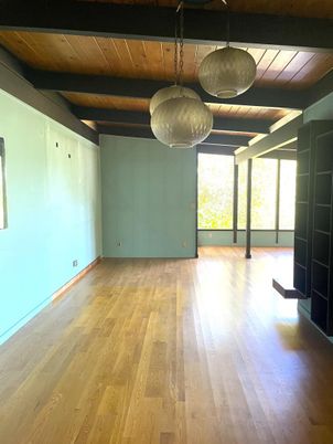 Empty room, Interior, Pendant Lights, Wooden Beams, Wooden Ceilings, Wood Texture Flooring