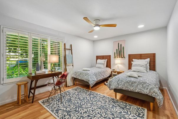 Bedroom, Home Office, Interior, Recessed Lighting, Wood Texture Flooring