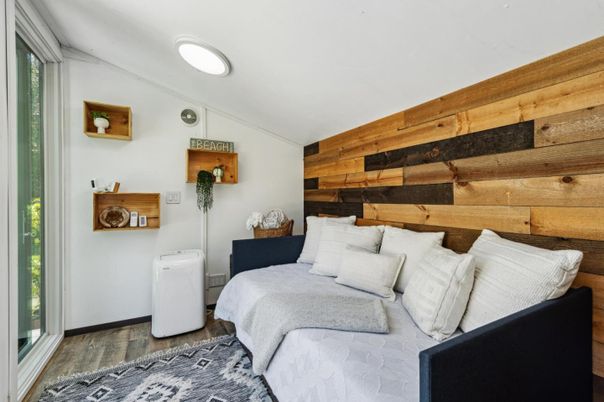 Bedroom, Interior, Wood Texture Flooring, Wooden Walls