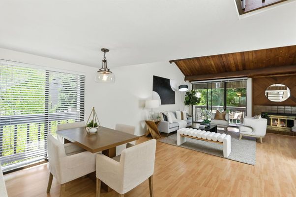Dining room, Fireplace, Interior, Living room, Pendant Lights, Wooden Ceilings, Wood Texture Flooring