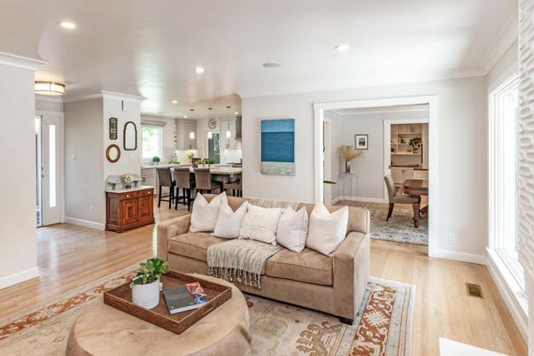 Dining room, Interior, Kitchen, Living room, Pendant Lights, Recessed Lighting, Wood Texture Flooring