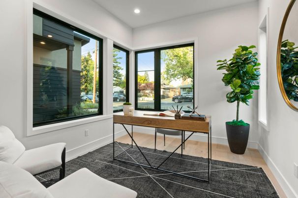 Home Office, Interior, Recessed Lighting, Wood Texture Flooring