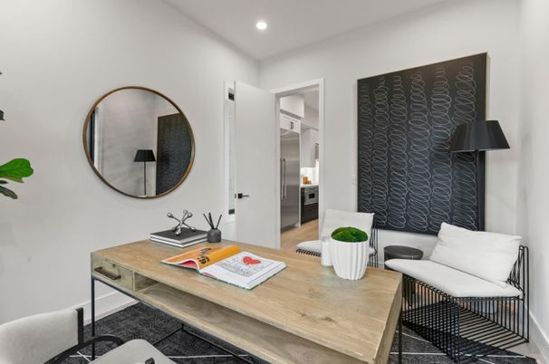 Home Office, Interior, Recessed Lighting, Wood Texture Flooring